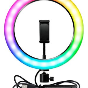 Aro De Luz Para Maquillaje O Fotografía 10'' Rgb Bde Negro