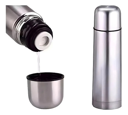 Termo Bala 1 Litro Acero Inoxidable Doble Capa Termica Plateado - Imagen 8