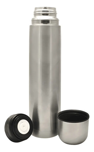 Termo Bala 1 Litro Acero Inoxidable Doble Capa Termica Plateado
