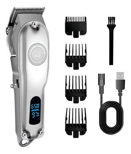 Cortapelos Profesional Metal Inalámbrica Pantalla Led 4 Hs Gris