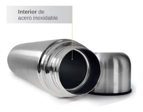Termo Bala 1 Litro Acero Inoxidable Doble Capa Termica Plateado - Imagen 6