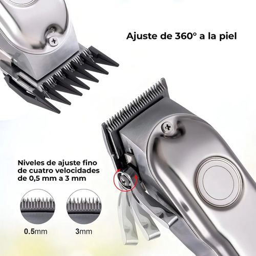 Cortapelos Profesional Metal Inalámbrica Pantalla Led 4 Hs Gris - Imagen 2