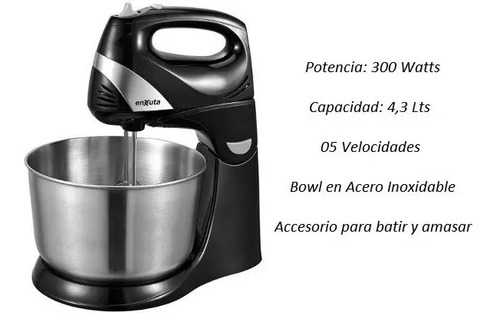 Batidora De Pie Enxuta Color Negro 5 Velocidades - Imagen 3