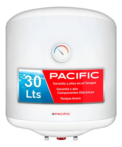 Termotanque Eléctrico Pacific 30l Acero Vitrificado Blanco 1200w