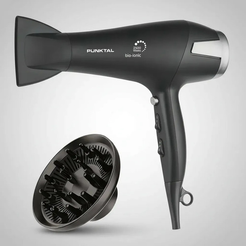 Secador De Pelo Punktal Pk-2500 Ion Con Difusor 2500w 3 Niveles De Calor 2 Velocidades Cable De 1,70 Mts Negro - Imagen 9