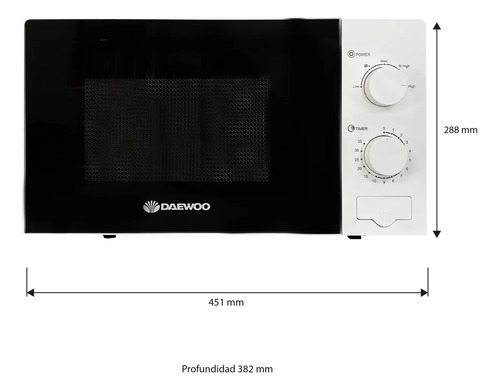Microondas Daewoo Manual Blanco 700w 20lts - Imagen 5