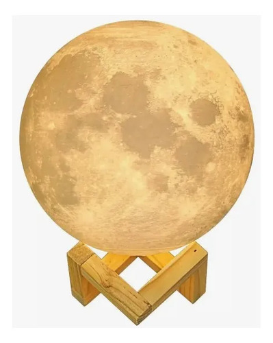 Lámpara Veladora Luna Base Madera Táctil 15cm - Imagen 2