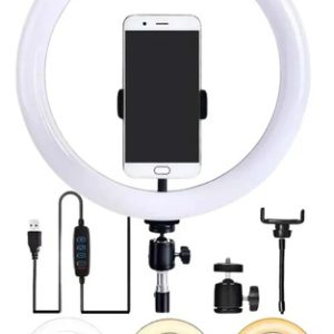 Aro De Luz Led 26 Cm Gxtronics Profesional Grande Giratorio 360 Usb 3 Luces Blanca Fria Neutra Calida 10 Niveles De Brillo Con Soporte Para Celular Maquillaje Fotografia Tiktok Selfies Videos Negro