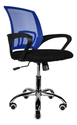 Silla De Oficina Ezri Mesh Con Posabrazos Azul - Imagen 2
