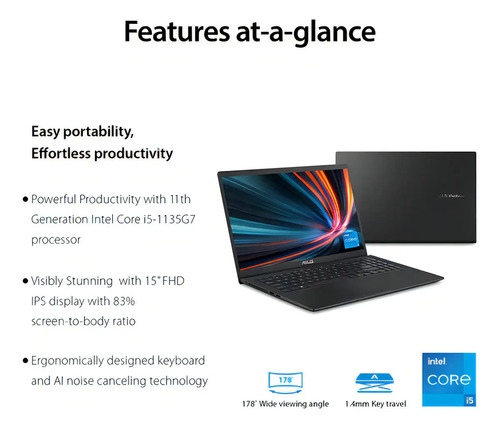 Notebook Asus Vivobook 15.6 Fhd Core I5-1135g7 8gb 256gb - Imagen 3