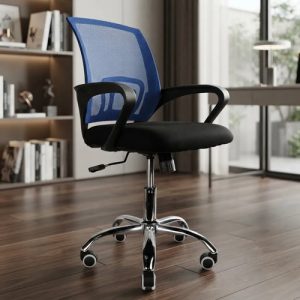 Silla De Oficina Ezri Mesh Con Posabrazos Azul