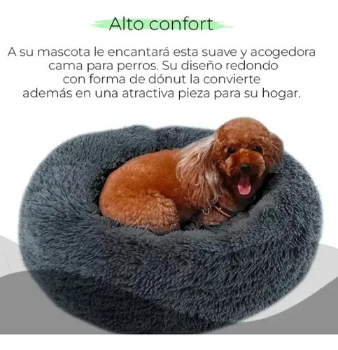 Cama Cucha Puff Redondo 70cm De Felpa P/ Mascotas Talle Xl - Imagen 4