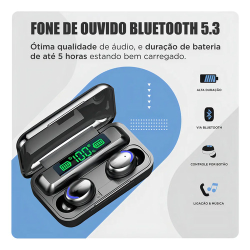 Auriculares Bluetooth F9-5 F9 Negro - Imagen 4