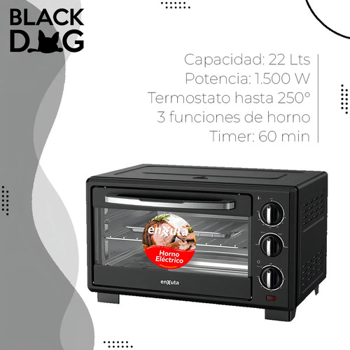 Horno Eléctrico De Mesa Enxuta Henx022n 1500w 22l Color Negr - Imagen 5